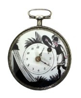Anonimo Tasca argento del 1700 cassa marcata  C A B Quadrante smalto
